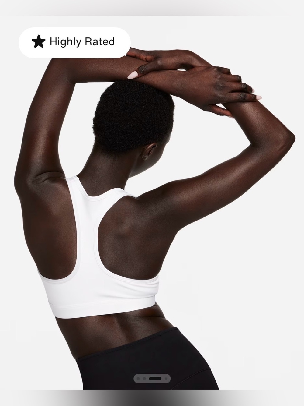 Nike White Racerback Sports Bra with Black Swoosh - size Large - Picture 6 of 13